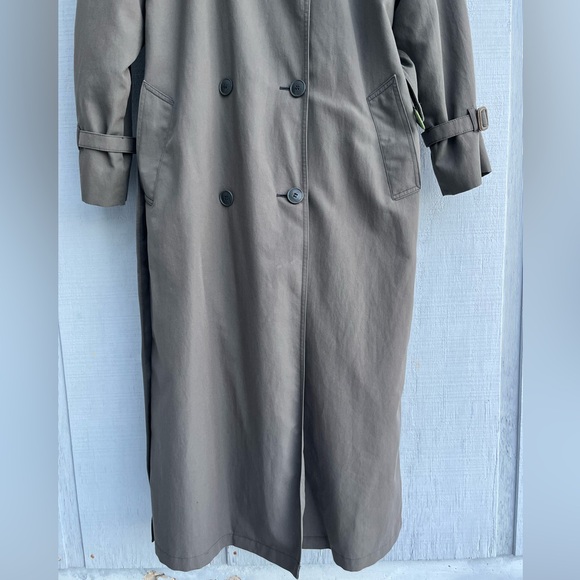 Vintage London Fog Trench Coat Size 4 Olive Taupe Made USA Button-in Liner EUC - Picture 8 of 15